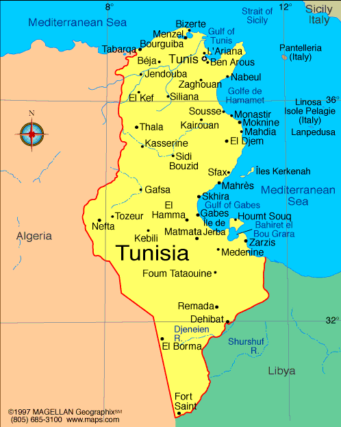 tunisia on world map Tunisia Map Infoplease tunisia on world map