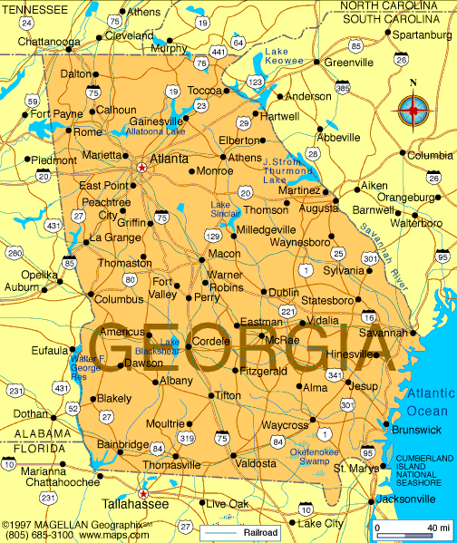 Map Of Georgia United States Georgia State Map