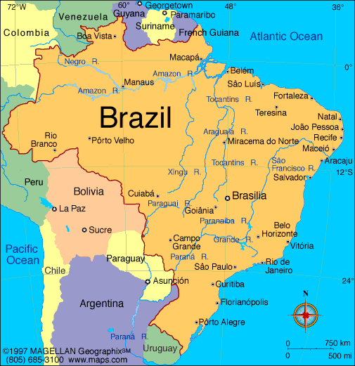 brazil on a world map Brazil Map Infoplease brazil on a world map