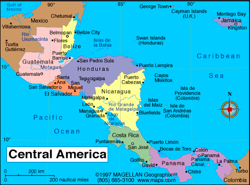 north and central america countries map labeled Central America Atlas north and central america countries map labeled