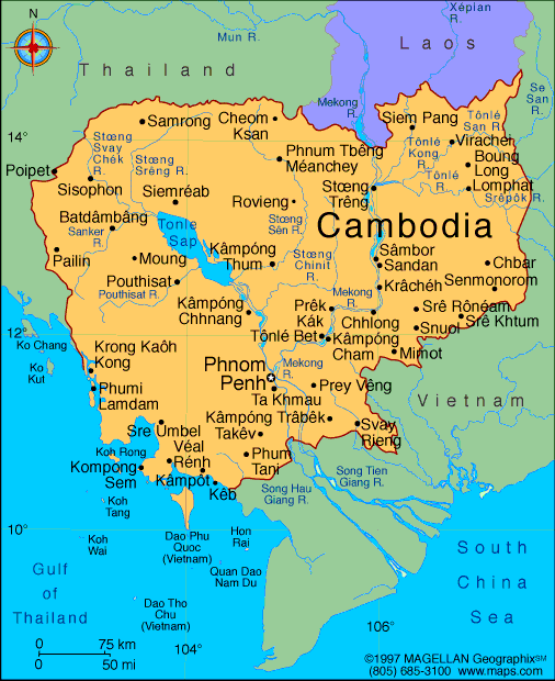 Cambodia On A World Map Cambodia Map | Infoplease