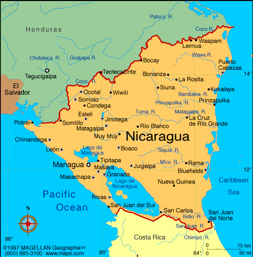 Nicaragua On A Map Nicaragua Map | Infoplease