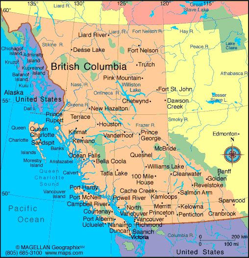 bc map with cities British Columbia Map Infoplease bc map with cities