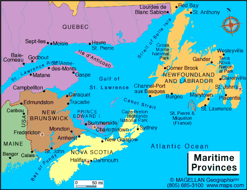 Map Of The Maritimes Maritime Provinces Map | Infoplease