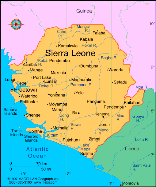 map of sierra leone Sierra Leone Map Infoplease