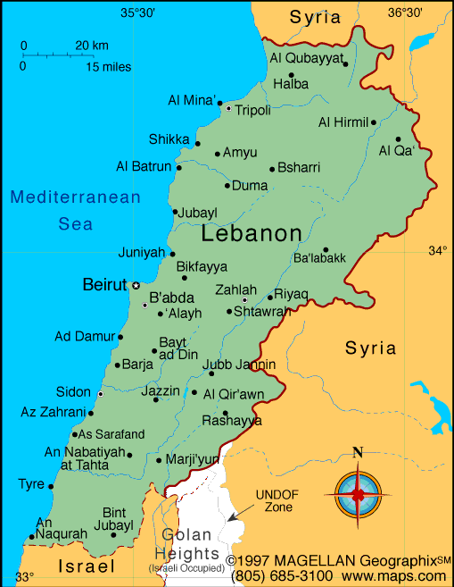 Lebanon In The World Map Lebanon Map | Infoplease