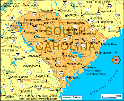 a map of south carolina South Carolina Map Infoplease a map of south carolina