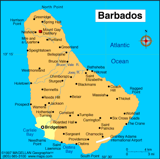 barbados map infoplease