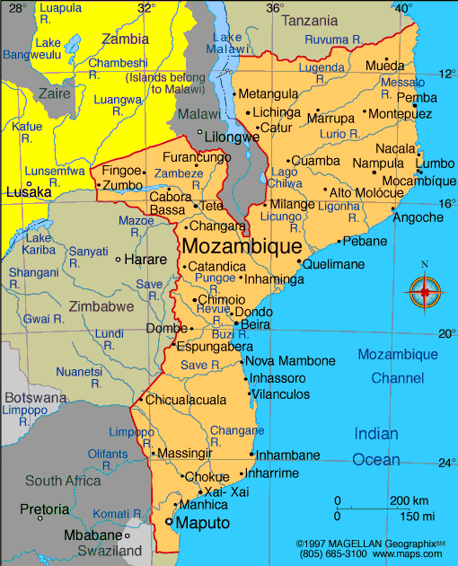 mozambique map infoplease