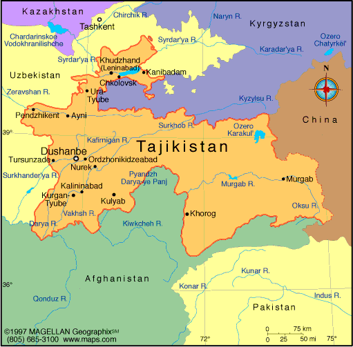 Tajikistan On A Map Tajikistan Map | Infoplease