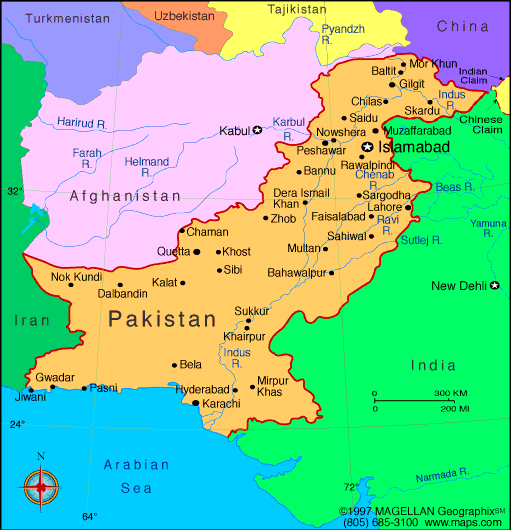 pakistan on the map Pakistan Map Infoplease