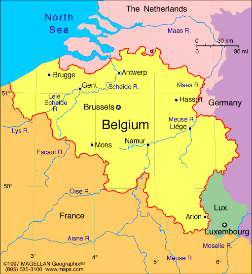 where is belgium on the map Belgium Map Infoplease