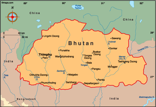 Image result for bhutan map