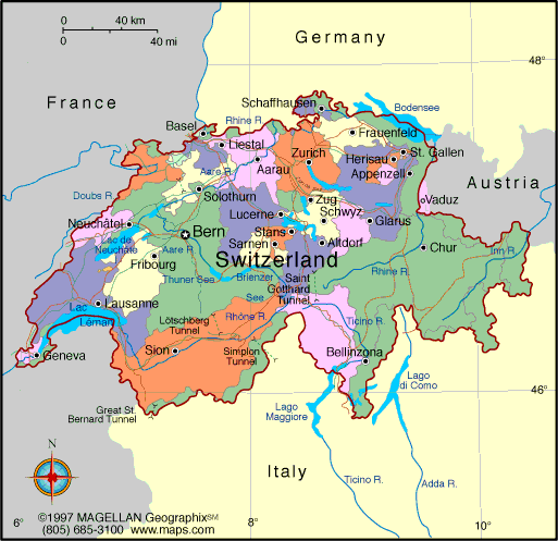 Switzerland Map Infoplease