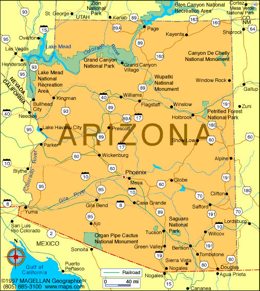 map of arizona and california Arizona Map Infoplease map of arizona and california