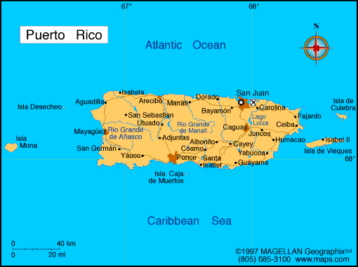 Map Of Puerto Rico And Surrounding Area Puerto Rico Atlas: Maps And Online Resources