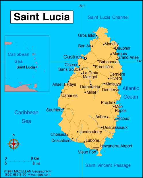St Lucia On Map Of Caribbean - Athene Patricia