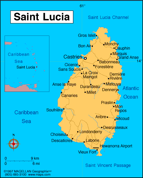 St Lucia On Map Of Caribbean Saint Lucia Atlas: Maps And Online Resources