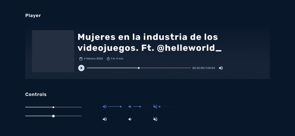 Visualización del componente 'Player', las partes que lo componente y sus estados