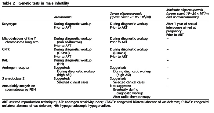 Guidelines for the appropriate use of genetic tests in infertile couples, European Journal of Human Genetics (2002)