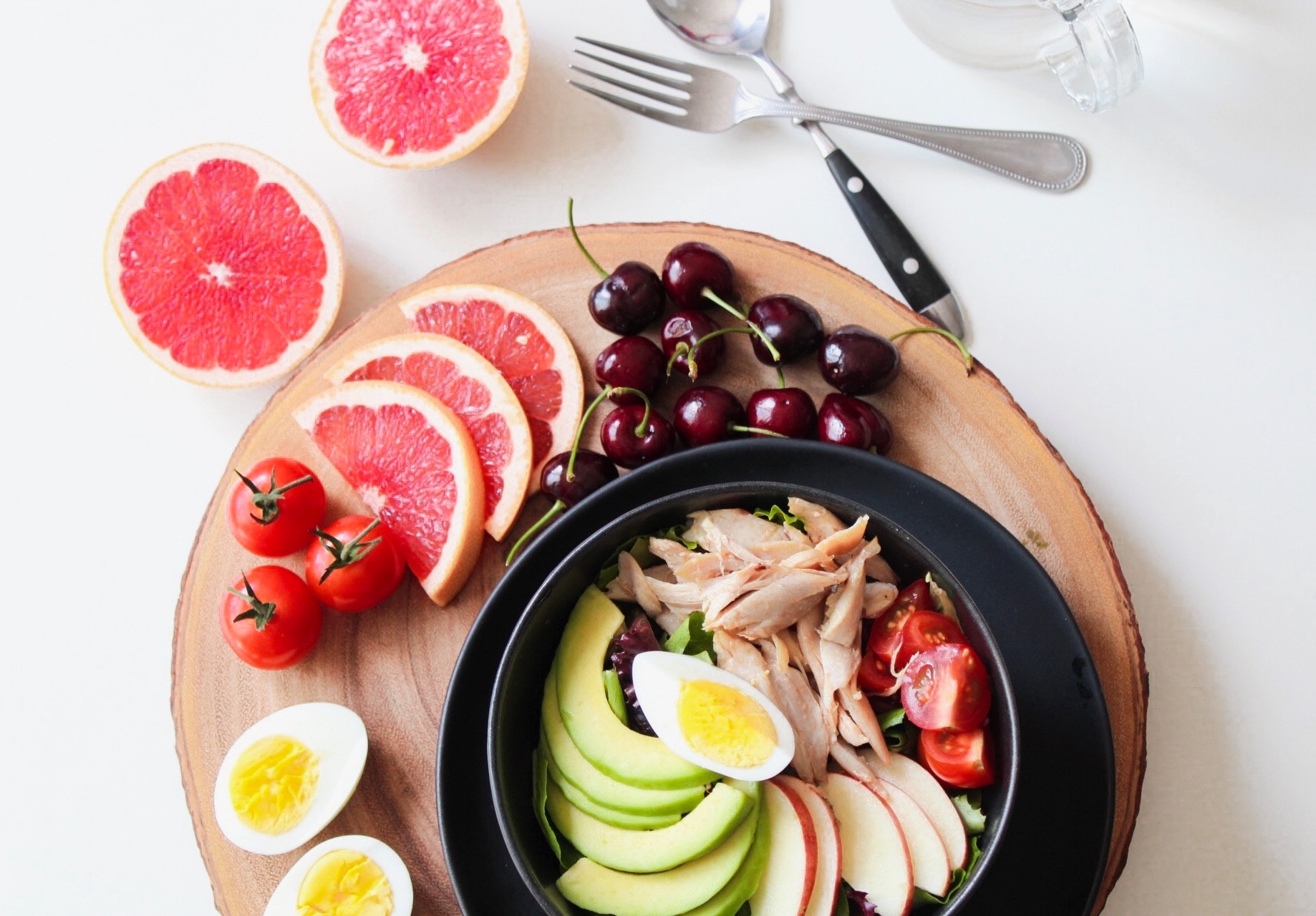 Bowl of fruit and salad