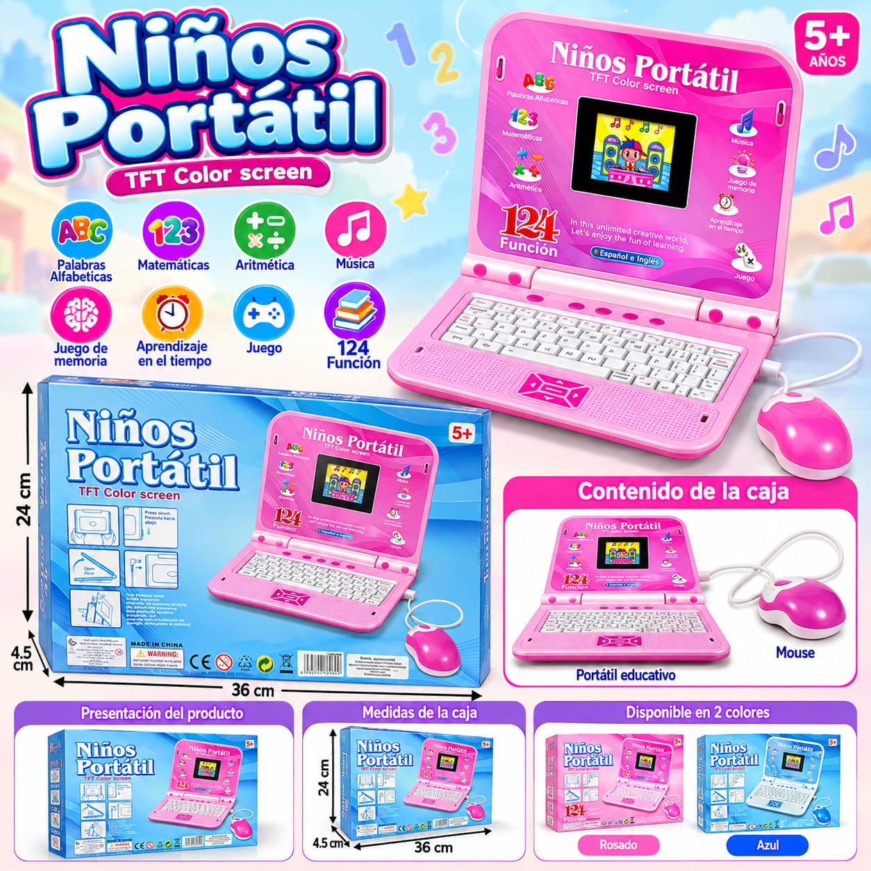 Laptop Educativa Infantil con Pantalla para Niño y Niña, foto 1 de 2