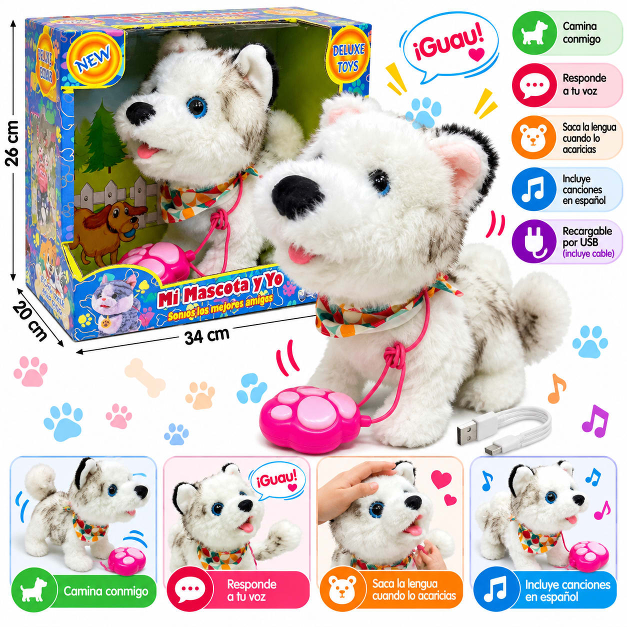 Perrito de Peluche Interactivo con Movimiento y Sonidos (modelo aleatorio), foto 2 de 4
