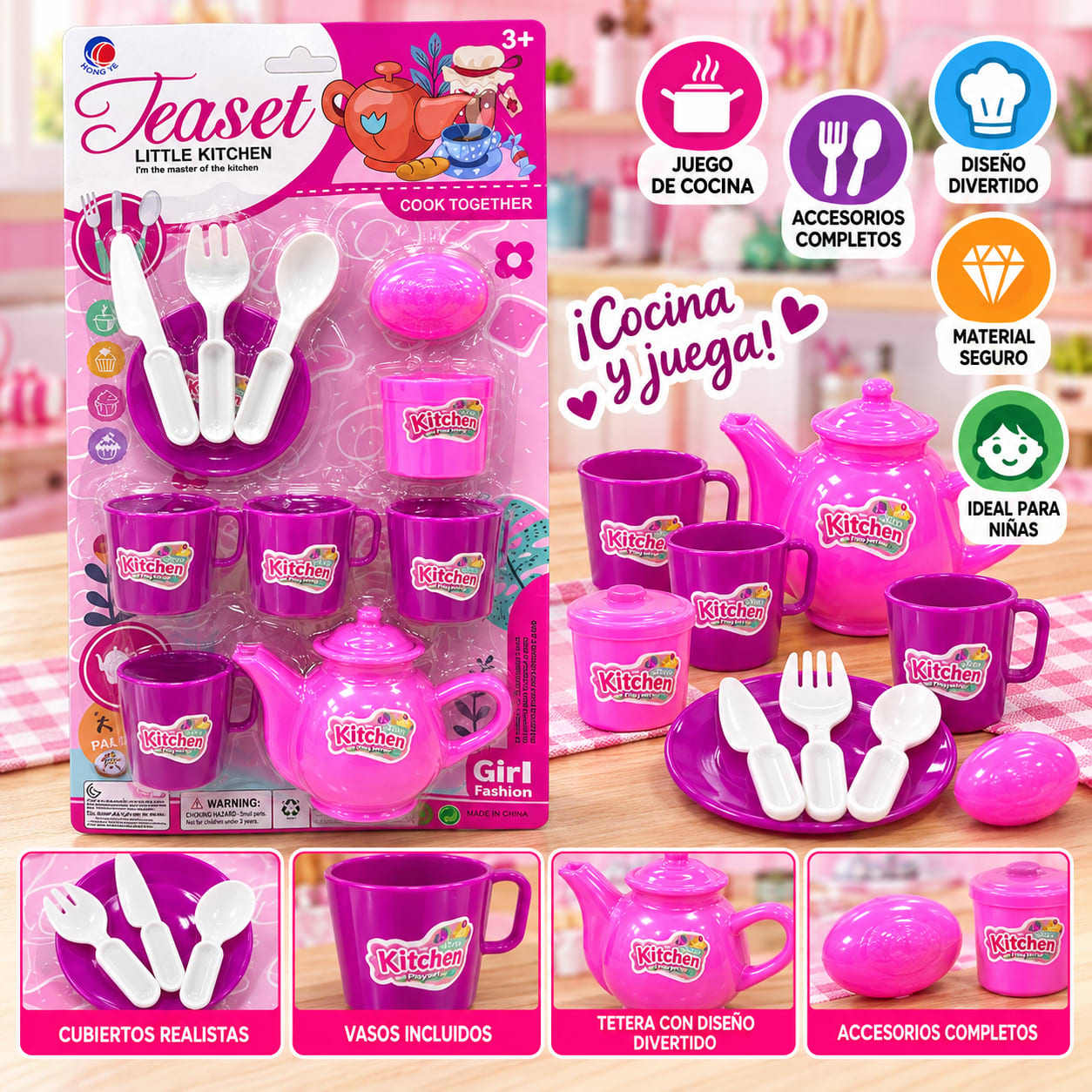 Juego de Té Infantil con Tetera, Tazas y Accesorios, foto 1 de 2