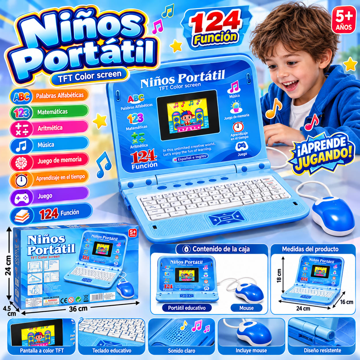 Laptop Educativa Infantil con Pantalla para Niño y Niña, foto 2 de 2