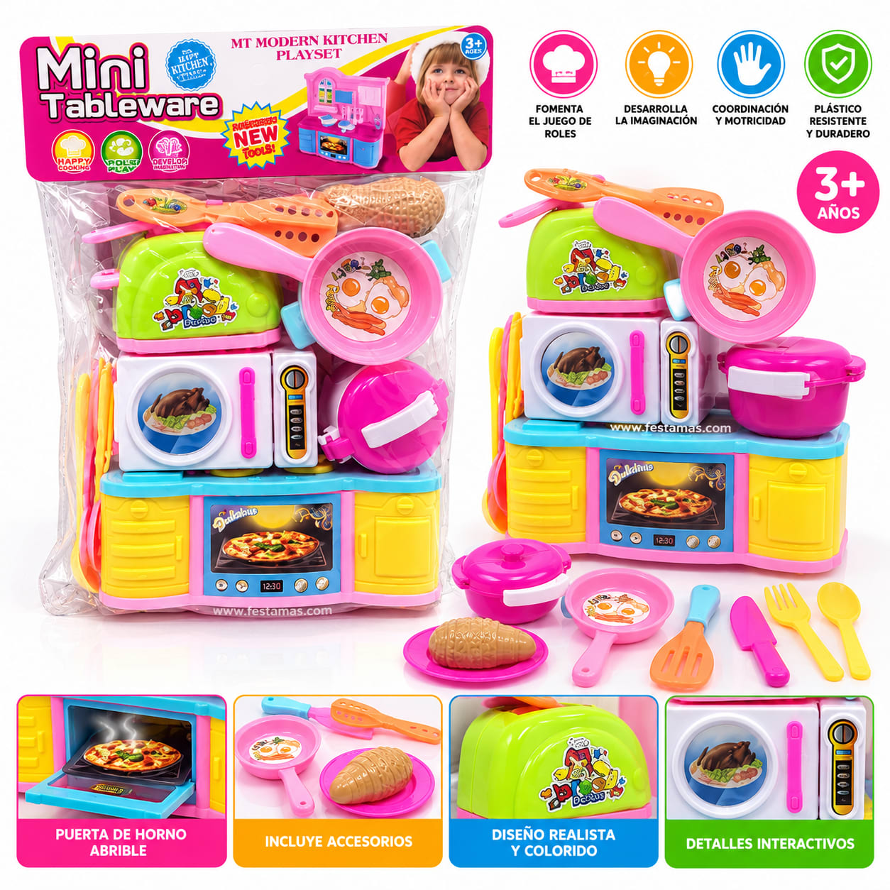 Juego de Cocina Infantil Mini con Horno y Accesorios