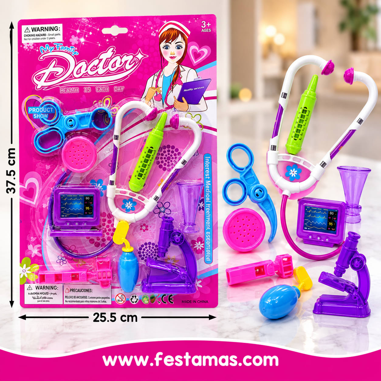 Kit de Doctor Infantil con Estetoscopio y Accesorios Médicos para Niña