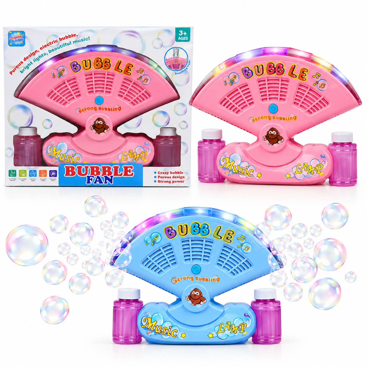 Máquina de Burbujas Abanico con Luces y Música – 2 Colores