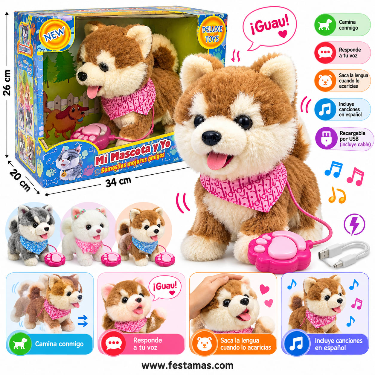 Perrito de Peluche Interactivo con Movimiento y Sonidos (modelo aleatorio), foto 4 de 4