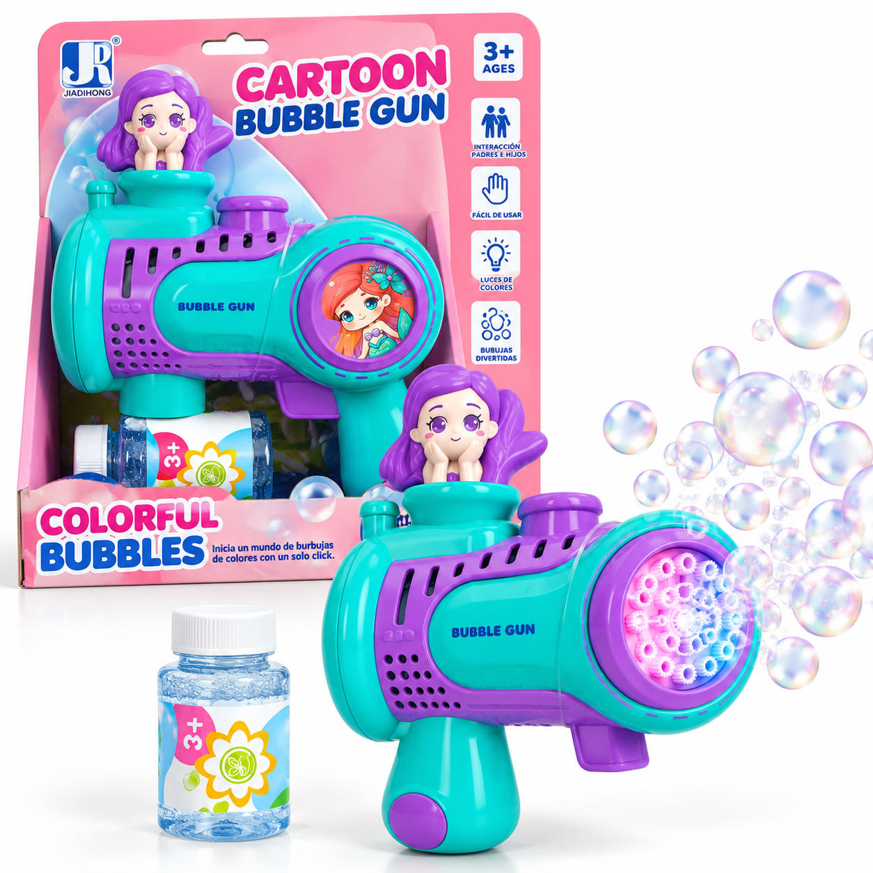 Pistola de Burbujas Sirenita con Luces – Turquesa