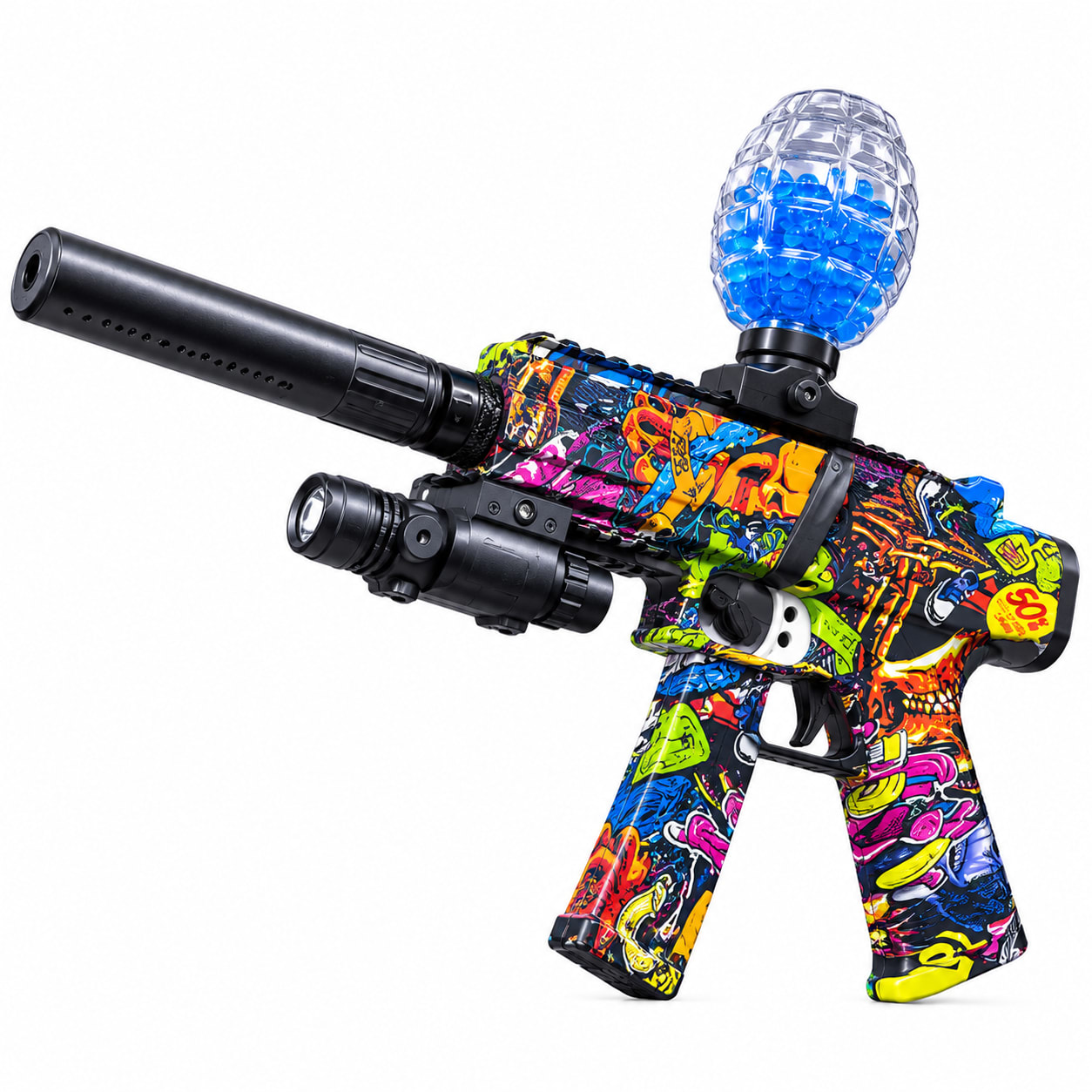 Pistola Recargable de Hidrogel Graffiti con Silenciador y Mira Táctica 