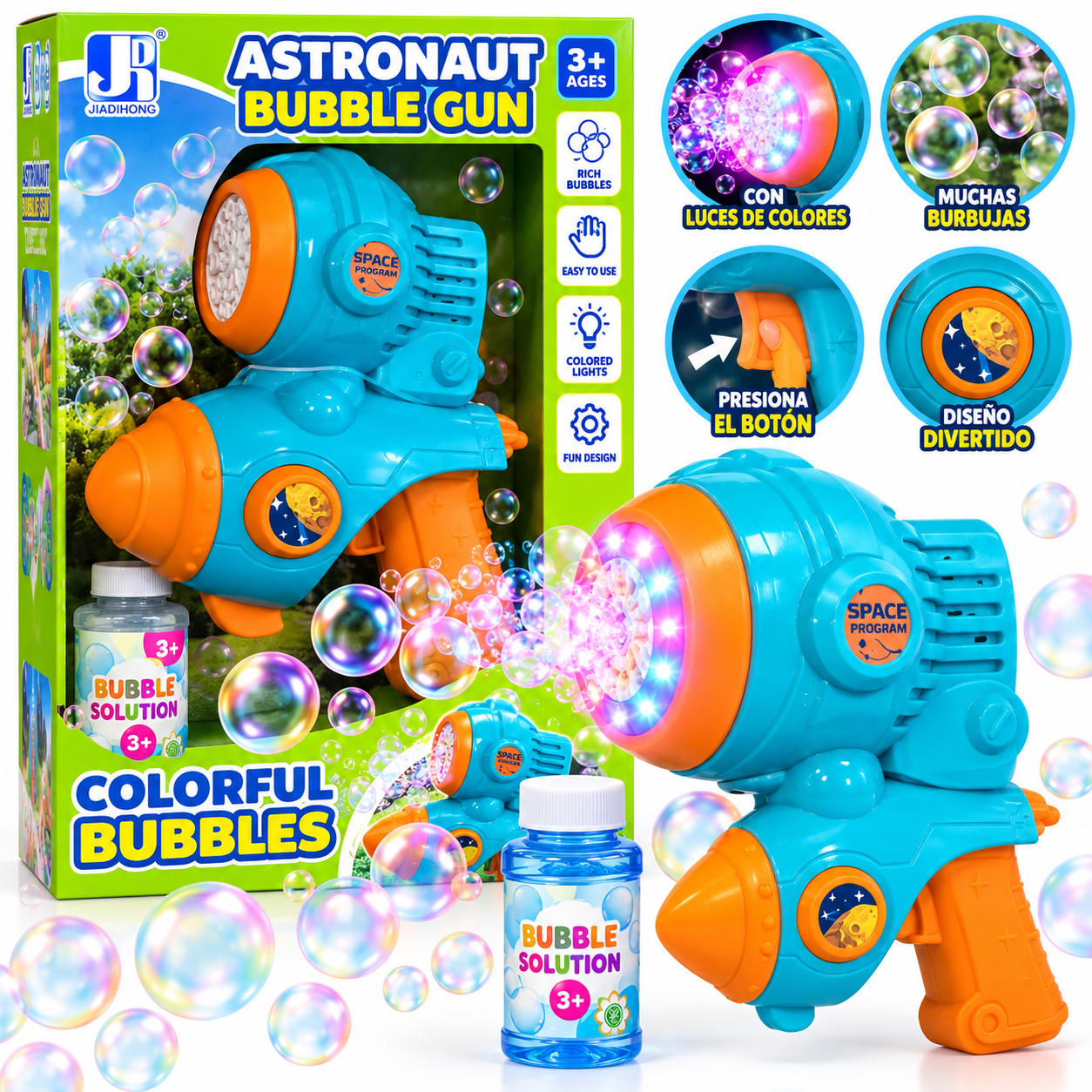 Pistola de Burbujas Astronauta Space con Luces 