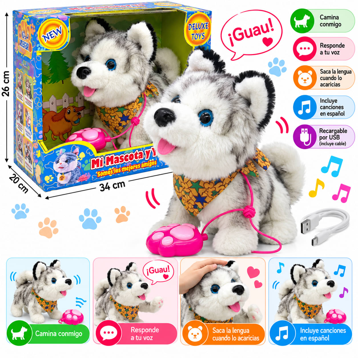 Perrito de Peluche Interactivo con Movimiento y Sonidos (modelo aleatorio), foto 1 de 4