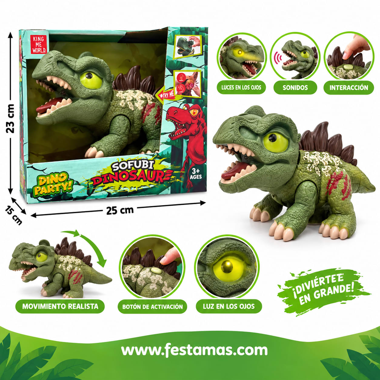 Dinosaurio Interactivo Sofubi con Luces, Sonidos y Movimiento, foto 3 de 3