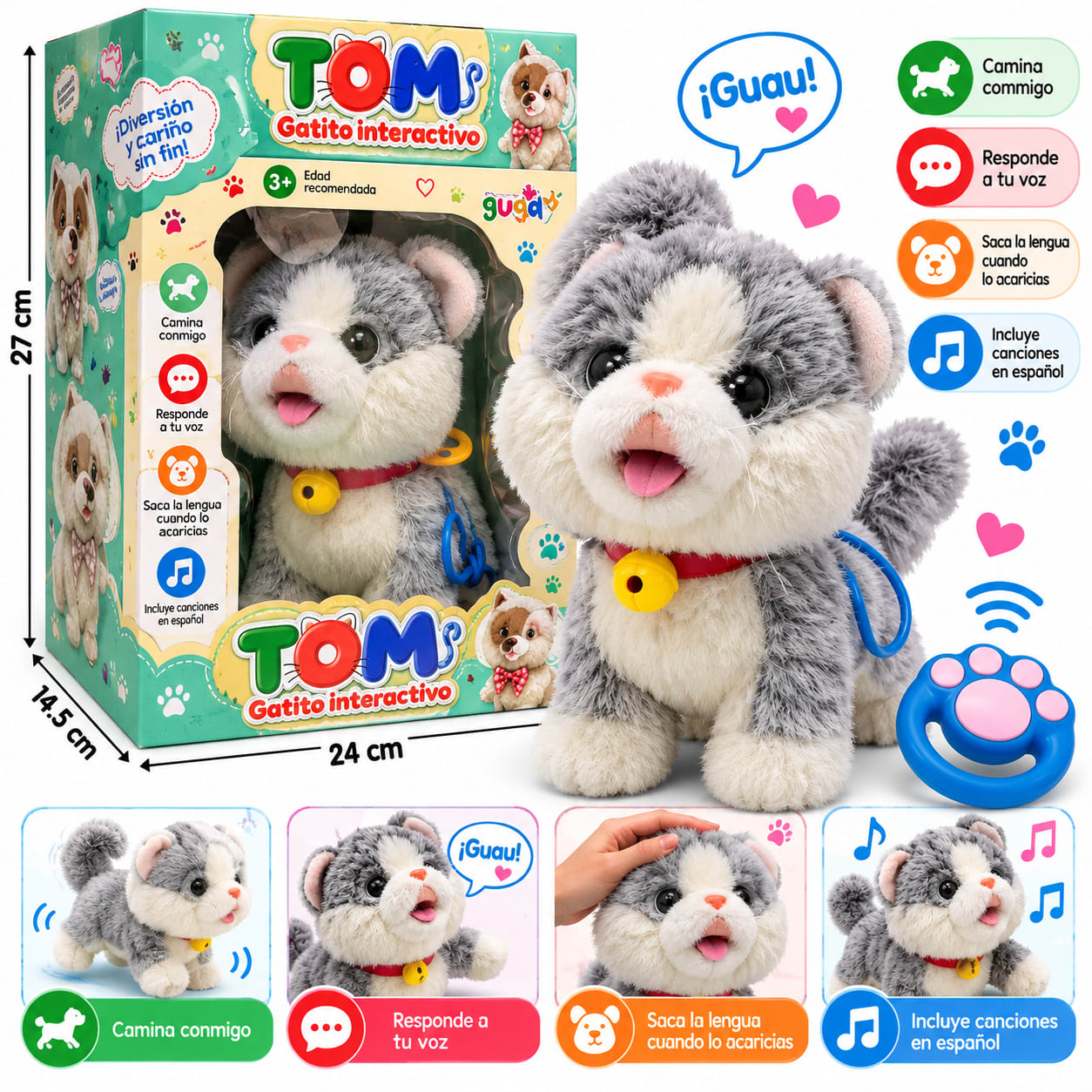 Gatito Interactivo TOM con Movimiento, Sonidos y Música  (modelo aleatorio), foto 3 de 4