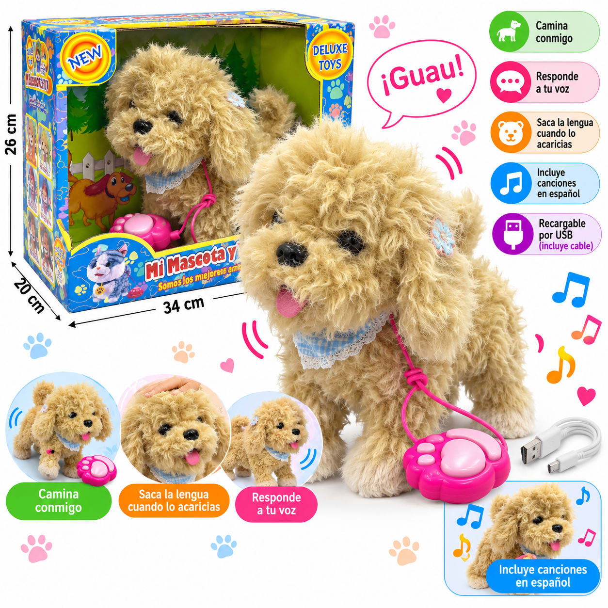 Perrito de Peluche Interactivo con Movimiento y Sonidos (modelo aleatorio), foto 3 de 4