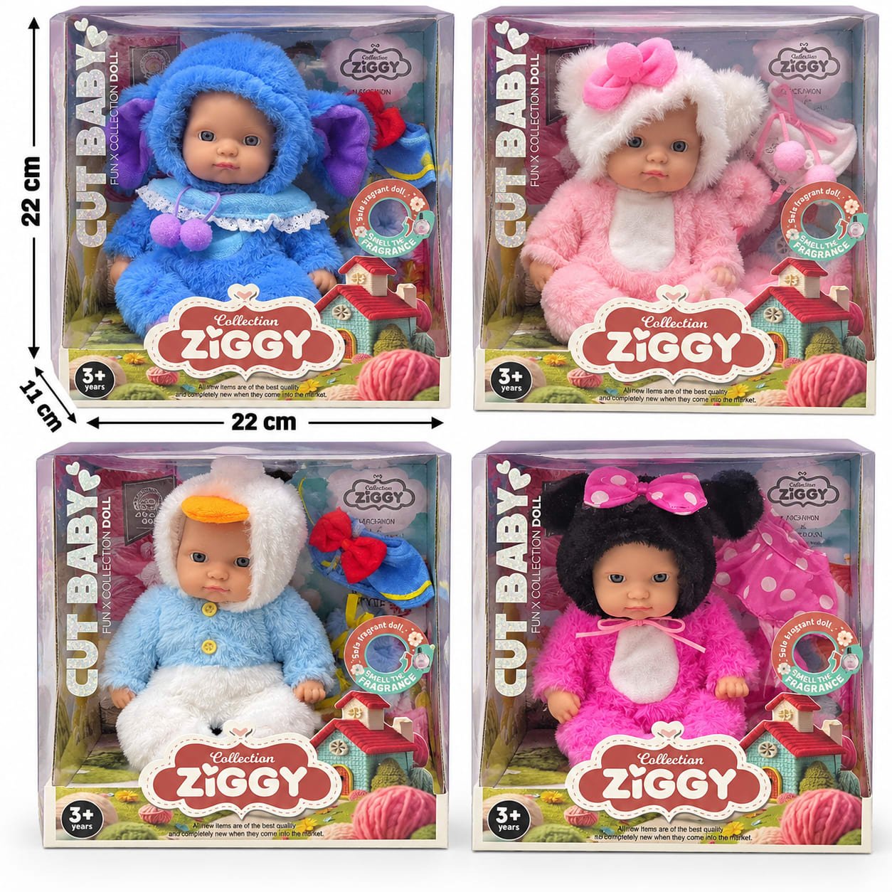 Muñeca Bebé Ziggy con Disfraz de Animal – 4 Modelos