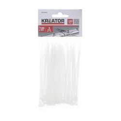 Kabelstrips hvite 100 pk 2,5 x 120 mm kreator