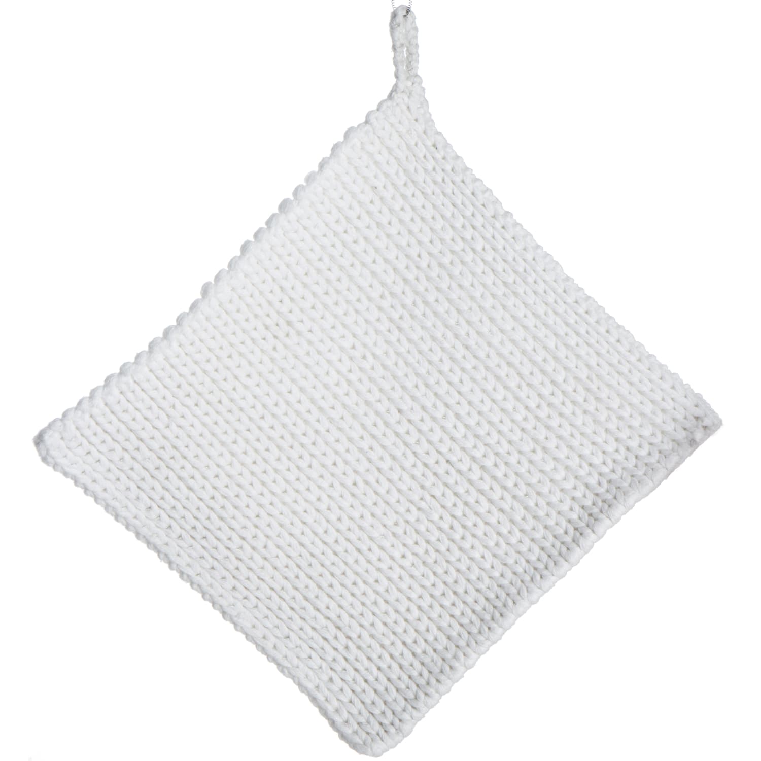 Gryteklut strikket hvit 20x20 cm