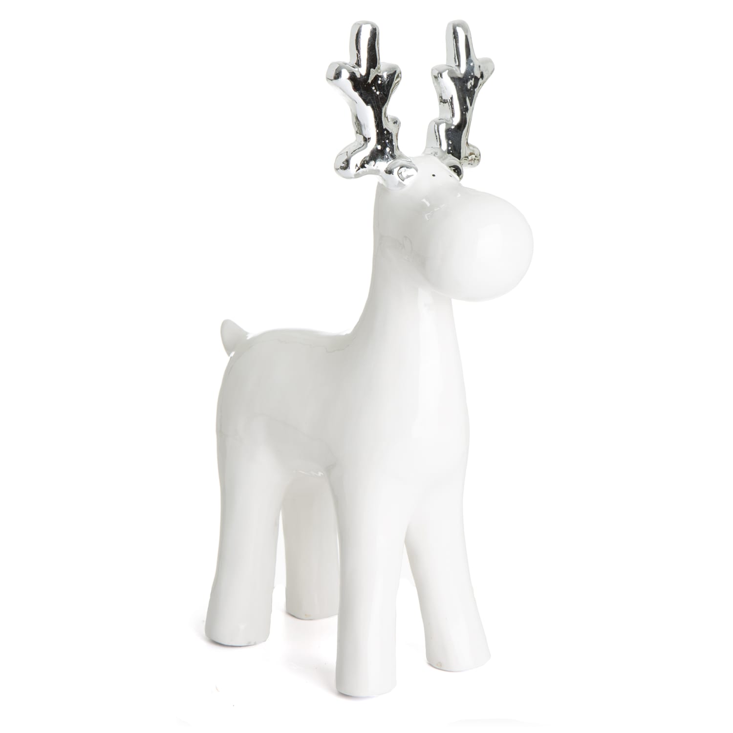 Reinsdyr i porselen m/gevir i sølv H:25,5