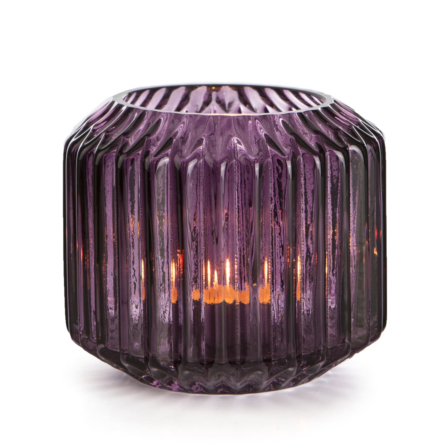 Telysglass Stripe plomme 10 cm