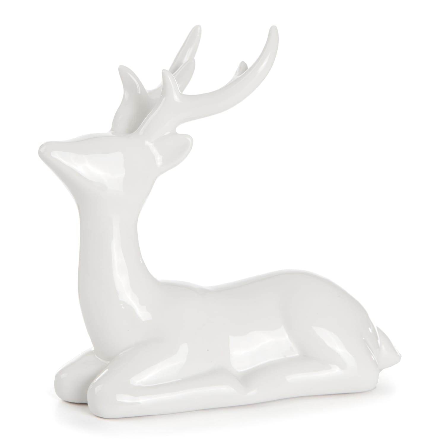 Reinsdyr porselen liggende hvit H:14 cm