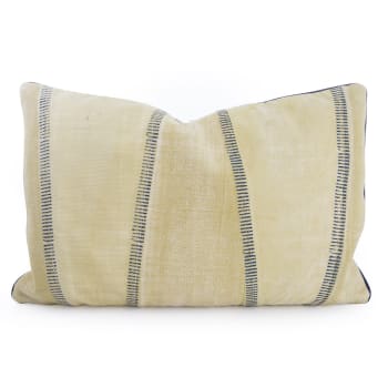 Putetrekk i tykk bomull håndmalt m/stikninger gul/blå 40x60