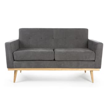 Sofa 2-seter grå m/ben i gummitre