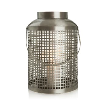 Lykt m/håndtak matt sølv Queen Ø:25 H:36 cm