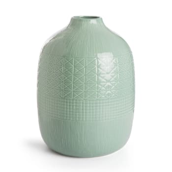 Vase Retro m/mønster grønn 30 cm